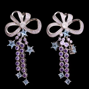 Earrings | Collina Strada AMETHYST BOW JANGLE EARRINGS