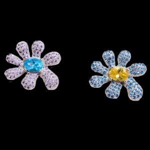 Earrings | Collina Strada AQUAMARINE & AMETHYST SQUASHED BLOSSOM EARRING