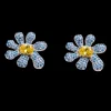 Earrings | Collina Strada AQUAMARINE PAVE SQUASHED BLOSSOM EARRING