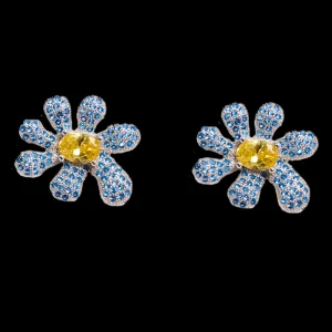 Earrings | Collina Strada AQUAMARINE PAVE SQUASHED BLOSSOM EARRING