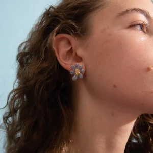 Earrings | Collina Strada AQUAMARINE PAVE SQUASHED BLOSSOM EARRING