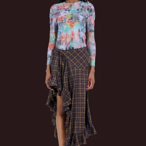 Skirts | Collina Strada BLACK PLAID FLORIST SKIRT