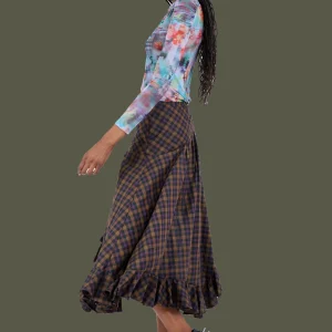 Skirts | Collina Strada BLACK PLAID FLORIST SKIRT