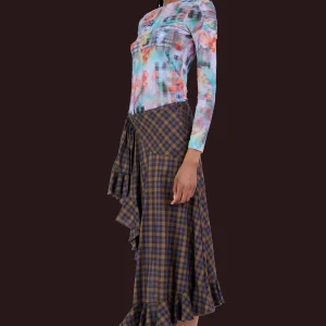 Skirts | Collina Strada BLACK PLAID FLORIST SKIRT