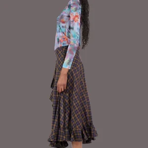 Skirts | Collina Strada BLACK PLAID FLORIST SKIRT