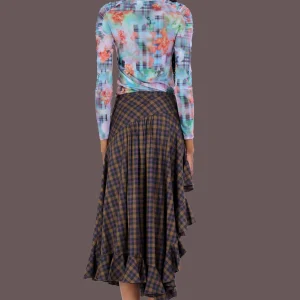Skirts | Collina Strada BLACK PLAID FLORIST SKIRT