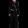 Pants | Collina Strada BLACK SATIN STRIPE DANTE RUFFLE TROUSER