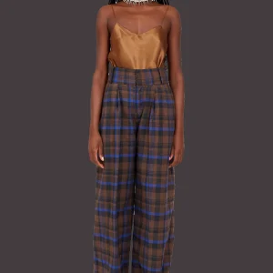 Pants | Collina Strada BROWN PLAID RIBBIT PANT