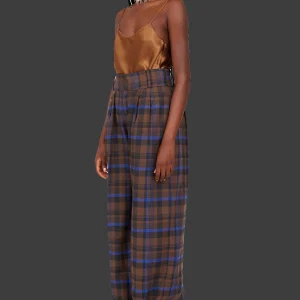 Pants | Collina Strada BROWN PLAID RIBBIT PANT