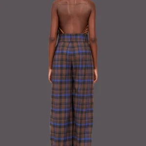 Pants | Collina Strada BROWN PLAID RIBBIT PANT