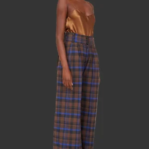 Pants | Collina Strada BROWN PLAID RIBBIT PANT