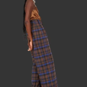 Pants | Collina Strada BROWN PLAID RIBBIT PANT