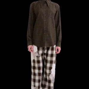 Tops | Collina Strada CHARCOAL PLAID BAT BUTTON UP