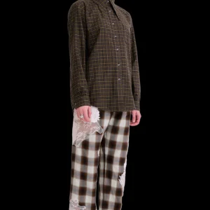 Tops | Collina Strada CHARCOAL PLAID BAT BUTTON UP