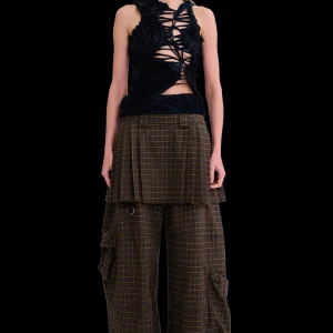 Skirts | Pants | Collina Strada CHARCOAL PLAID LAWN SKIRT CARGO PANT