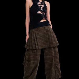 Skirts | Pants | Collina Strada CHARCOAL PLAID LAWN SKIRT CARGO PANT
