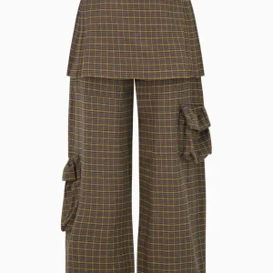 Skirts | Pants | Collina Strada CHARCOAL PLAID LAWN SKIRT CARGO PANT