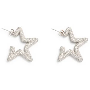 Earrings | Collina Strada CRYSTAL CLEAR SUPER STAR HOOPS