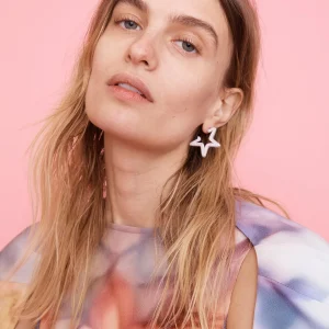 Earrings | Collina Strada CRYSTAL CLEAR SUPER STAR HOOPS