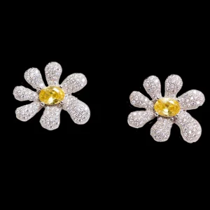 Earrings | Collina Strada CRYSTAL PAVE SQUASHED BLOSSOM EARRING