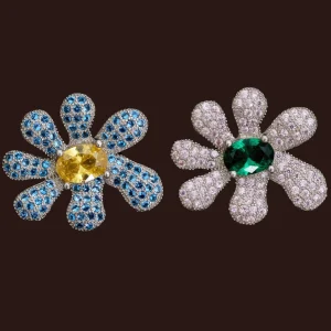 Earrings | Collina Strada EMERALD & AQUAMARINE SQUASHED BLOSSOM EARRING