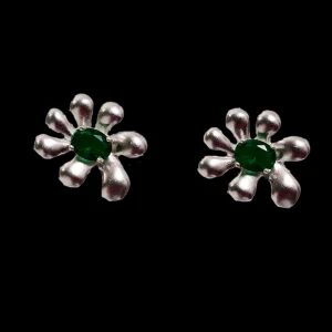 Earrings | Collina Strada EMERALD SQUASHED BLOSSOM EARRING