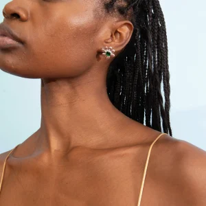 Earrings | Collina Strada EMERALD SQUASHED BLOSSOM EARRING