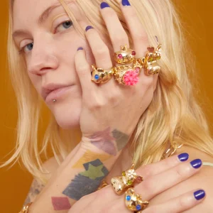 Rings | Collina Strada GOLD BLUE PRINCESS BEAR RING