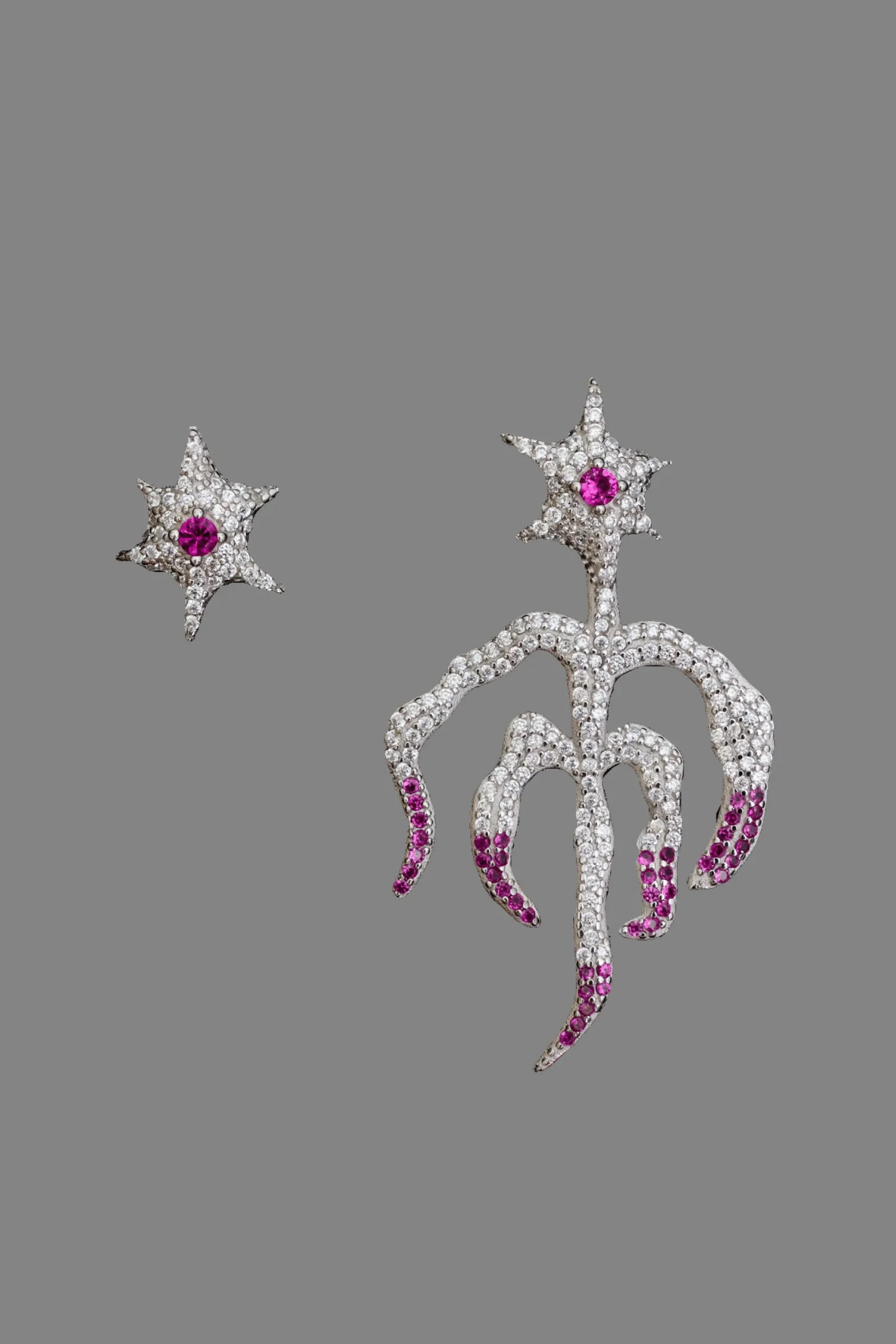 hot_pink_starburst_mix_earring_0.webp Earrings | Collina Strada HOT PINK STARBURST MIX EARRING