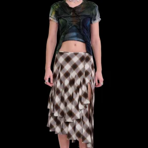 Skirts | Pants | Collina Strada LIGHT BROWN PLAID DRIZZLE SKIRT
