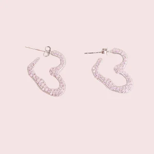 Earrings | Collina Strada LIGHT PINK RHINESTONE HEART EARRINGS