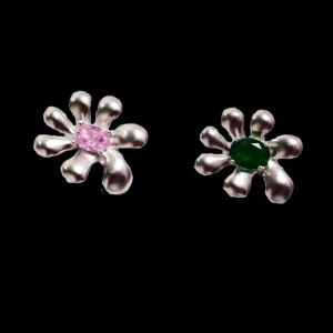 Earrings | Collina Strada LIGHT ROSE-EMERALD SQUASHED BLOSSOM EARRING