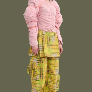 Skirts | Pants | Collina Strada LIME PLAID LAWN SKIRT CARGO PANT
