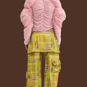Skirts | Pants | Collina Strada LIME PLAID LAWN SKIRT CARGO PANT