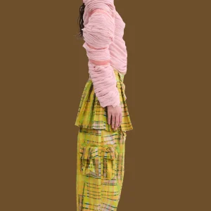 Skirts | Pants | Collina Strada LIME PLAID LAWN SKIRT CARGO PANT