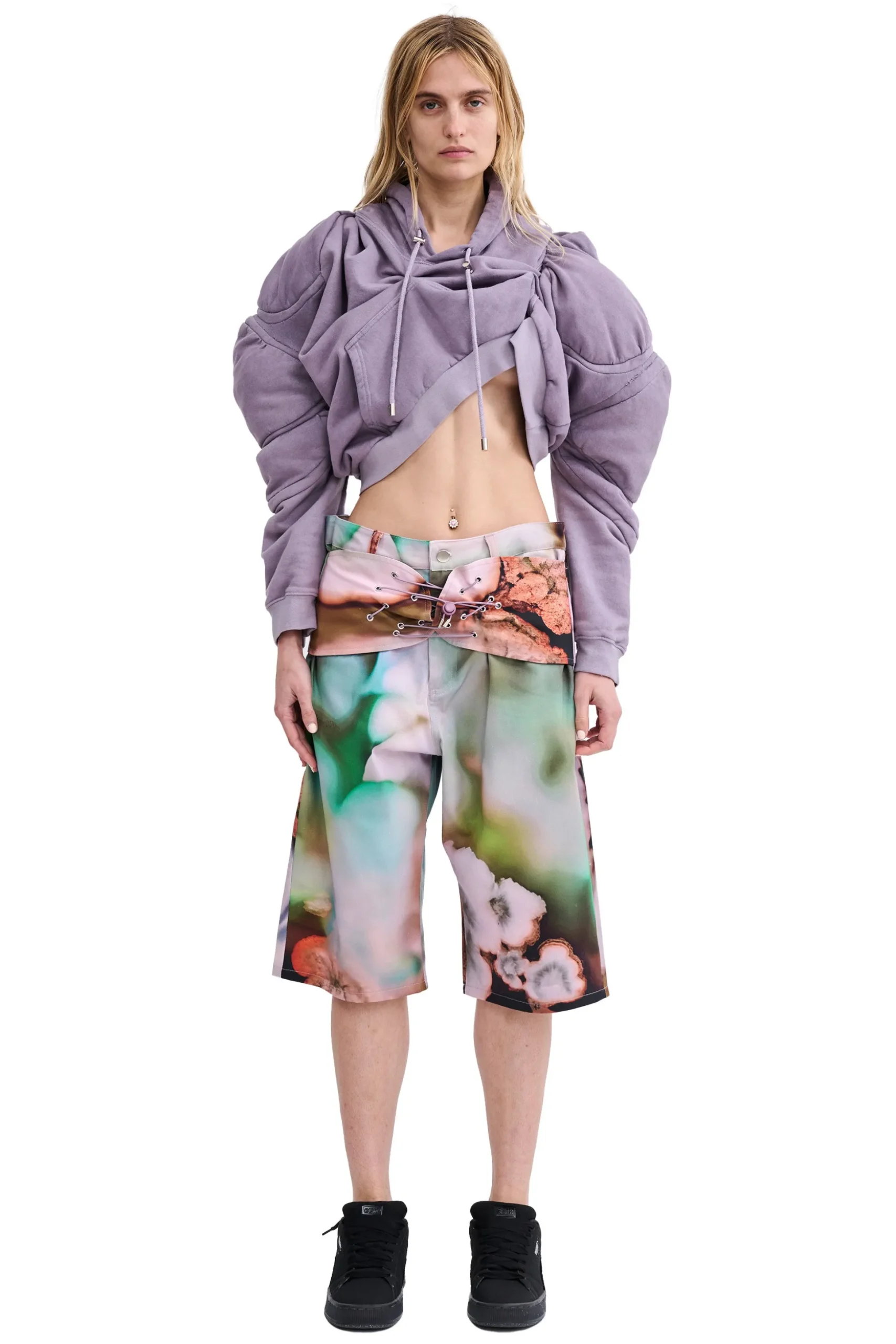 mauve_muscle_cropped_hoodie_0.webp Sweaters & Sweats | Collina Strada MAUVE MUSCLE CROPPED HOODIE