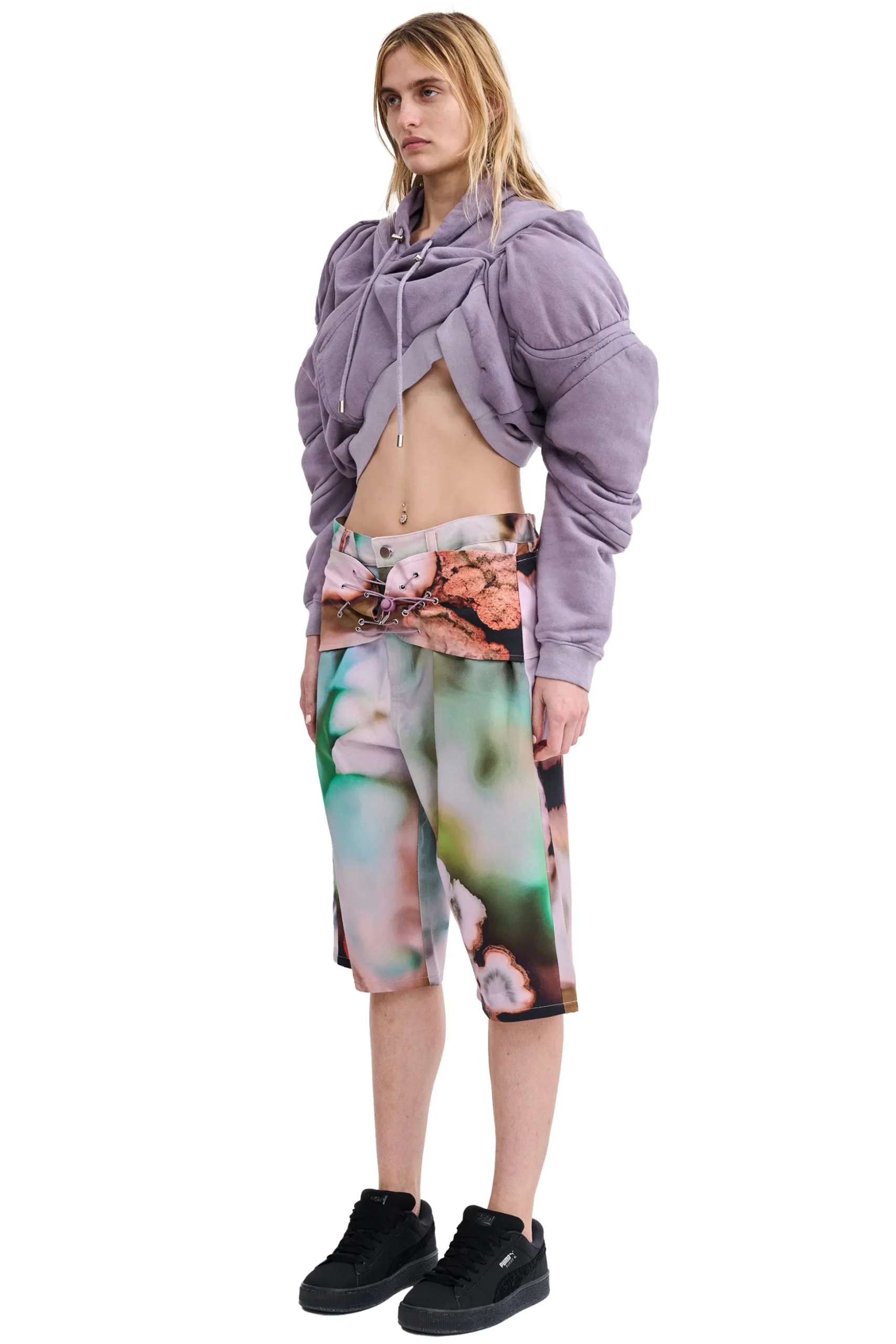 mauve_muscle_cropped_hoodie_2.webp Sweaters & Sweats | Collina Strada MAUVE MUSCLE CROPPED HOODIE