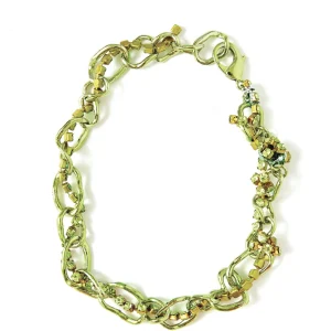 Necklaces | Collina Strada METALLIC LIME MULTI RHINESTONE CRUSHED CHAIN NECKLACE