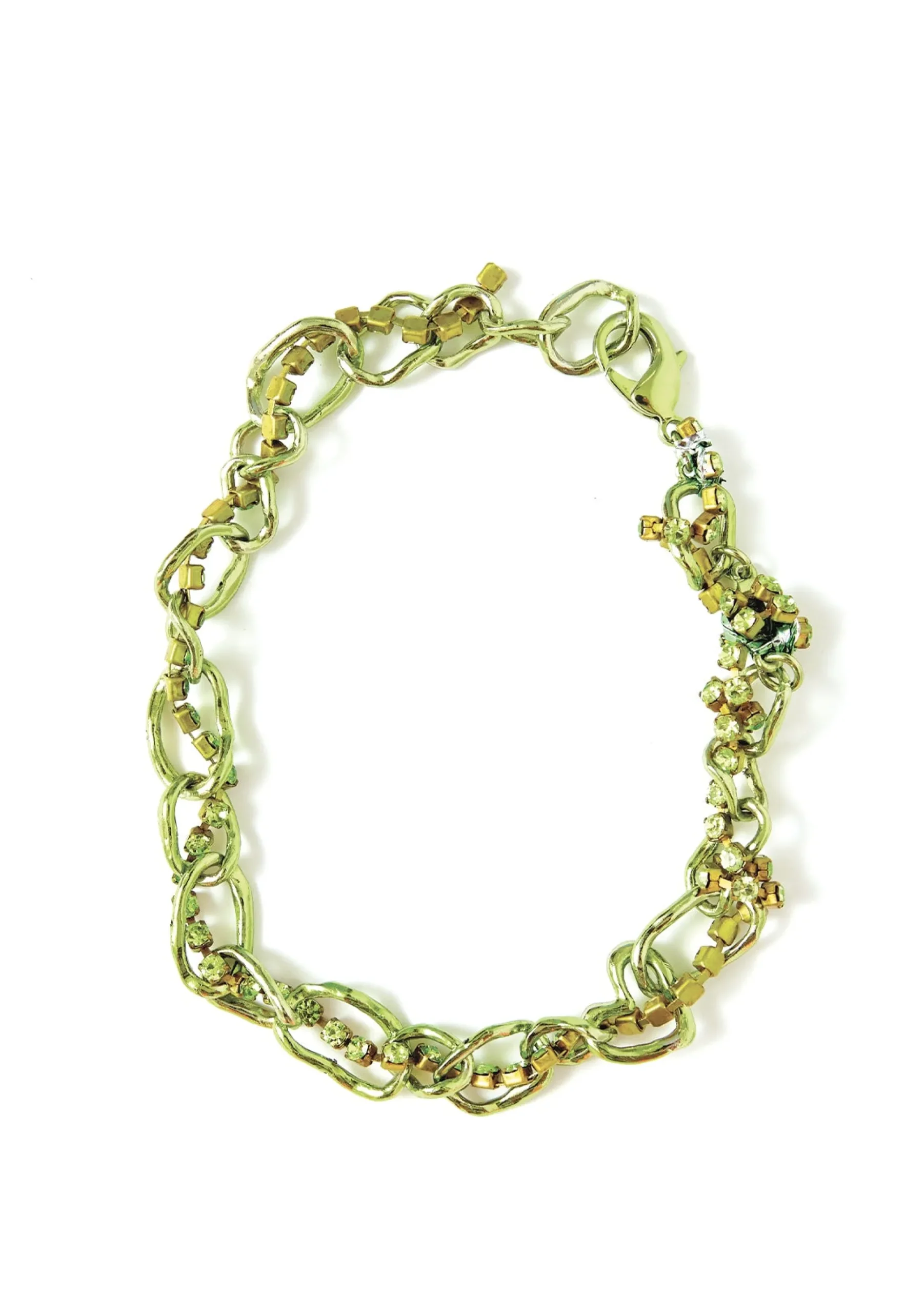 metallic_lime__multi_rhinestone_crushed_chain_necklace_0.webp Necklaces | Collina Strada METALLIC LIME MULTI RHINESTONE CRUSHED CHAIN NECKLACE