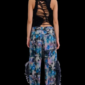 Pants | Collina Strada NAVY GARDEN BLUR DANTE RUFFLE TROUSER