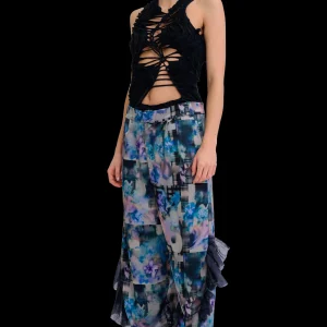 Pants | Collina Strada NAVY GARDEN BLUR DANTE RUFFLE TROUSER