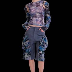 Pants | Collina Strada NAVY GARDEN BLUR GIVA SHORT