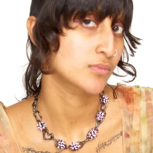 Necklaces | Collina Strada PINK BLACK SPIKEEZ CRUSHED CHAIN NECKLACE