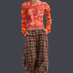 Pants | Collina Strada PINK BROWN PLAID LAWN CARGO