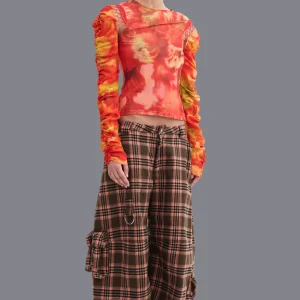 Pants | Collina Strada PINK BROWN PLAID LAWN CARGO