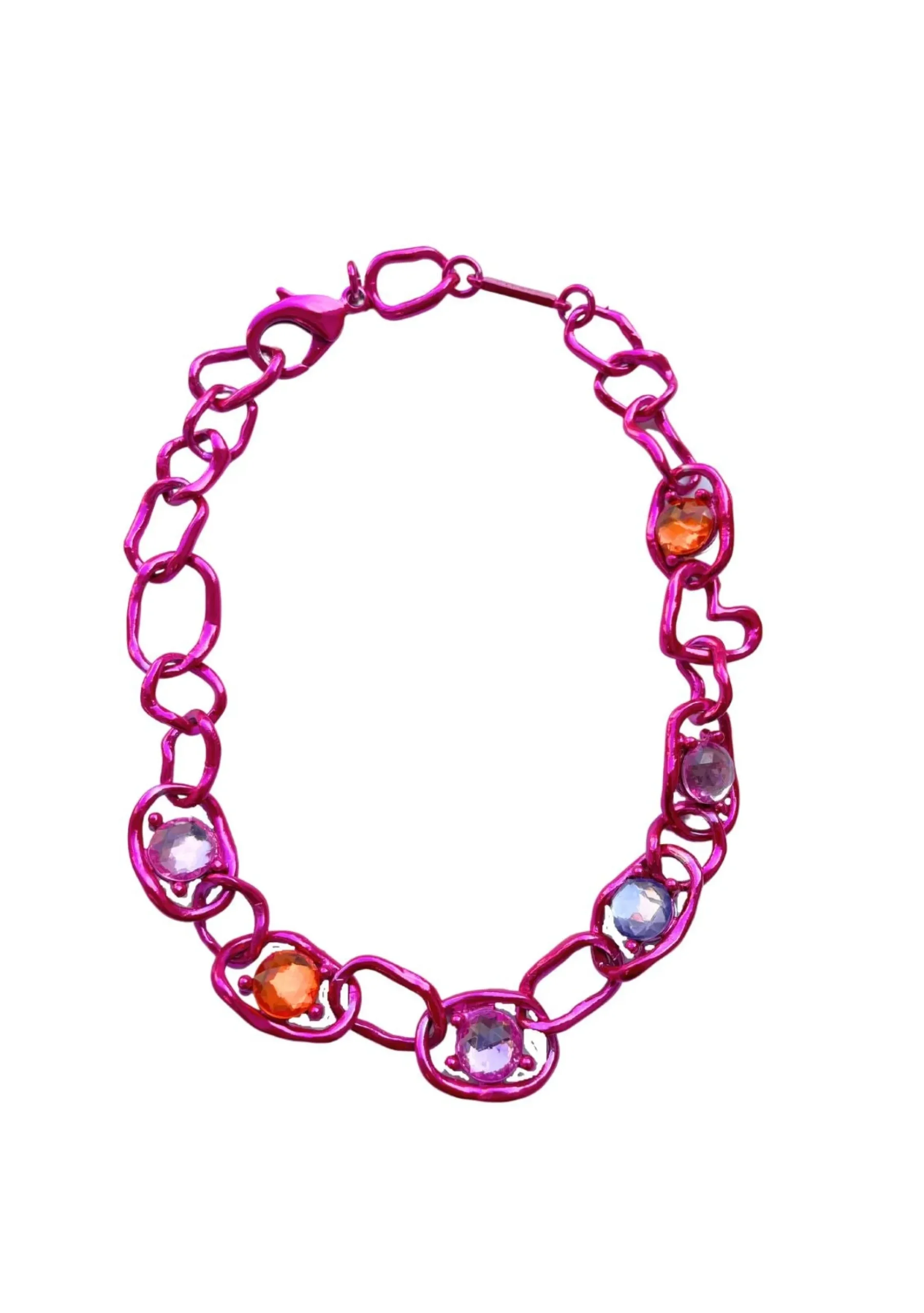 pink_gemstone_crushed_chain_necklace_0.webp Necklaces | Collina Strada PINK GEMSTONE CRUSHED CHAIN NECKLACE