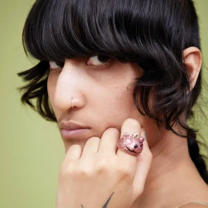 Rings | Collina Strada PINK GLITTER PRINCESS BEAR RING