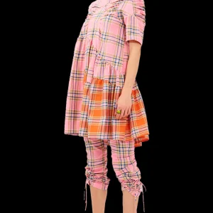 Dresses | Collina Strada PINK-ORANGE PLAID ARC MIDI DRESS