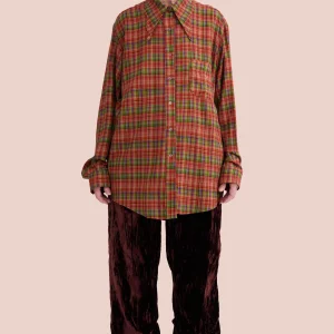 Tops | Collina Strada RED PLAID BAT BUTTON UP