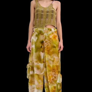 Pants | Collina Strada SAGE MOLTEN FLORAL VELVET LAWN CARGO PANT